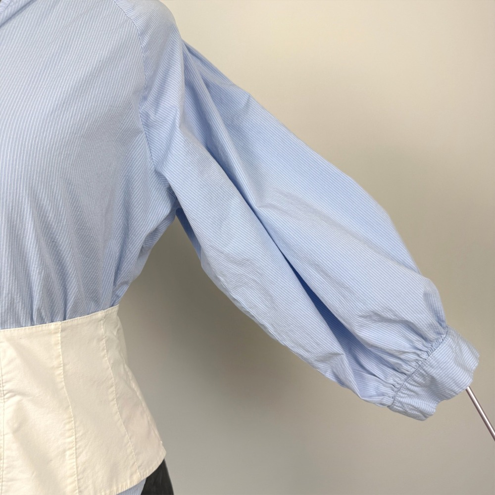 1.State Corset Waist Pinstripe Top Womens‎ Size M Blue White Office Siren - Picture 3 of 8